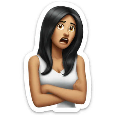 Shocked and grossed out women with long black hair sticker