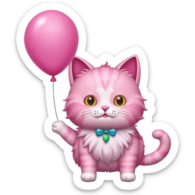 Make a pink cat with a balloon head sticker