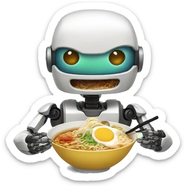 Robot eating ramen sticker