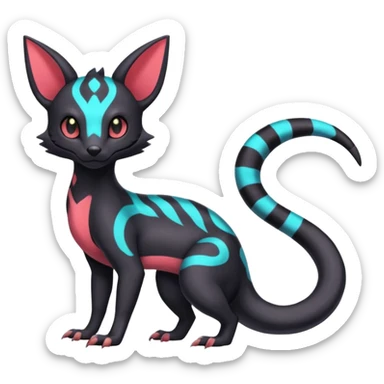 Neon pastel Salandit-Umbreon-Genet-Noivern-Civet-Hybrid (Full body) sticker