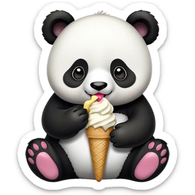 Panda eating ice cream sticker