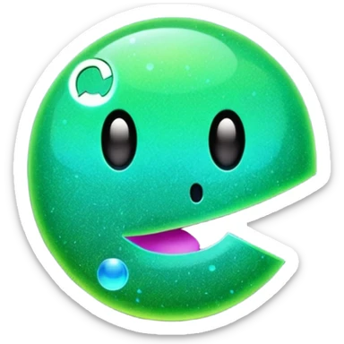 Glitter Green Pacman sticker