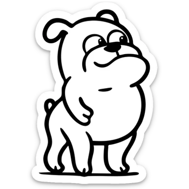 full body bulldog standing, muscular stocky build, short legs sticker