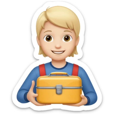 chil with lunchbox sticker