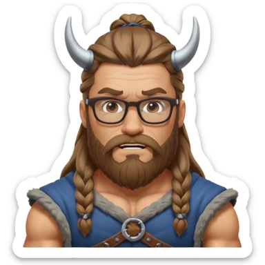 Glasses-Wearing wild viking büst sticker