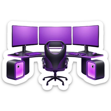 purple gaming setup with two monitors sticker