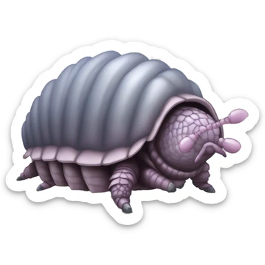 Lavender gray Pig armadillo isopod lobster fanned tail feathered tail pig armadillo darth Vader face sticker
