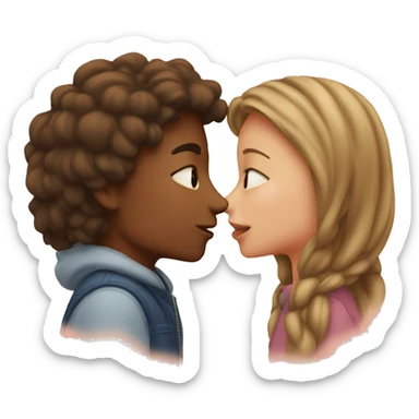 Boy and girl kiss sticker