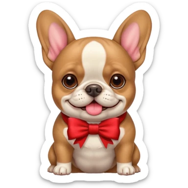 Make an emoji of a French bulldog and add a bow. sticker