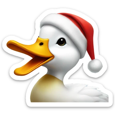 White duck with Christmas hat sticker