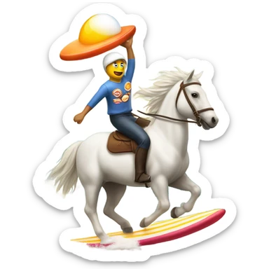 fried egg riding a horse that’s surfing marshmallows  sticker
