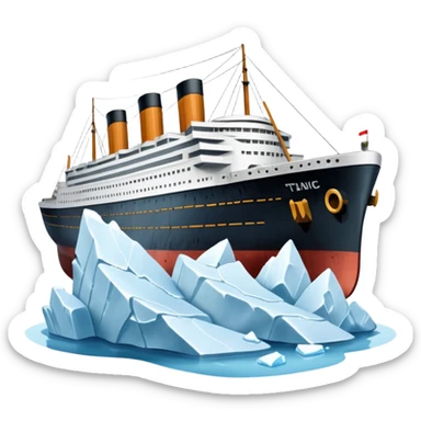 The Titanic hitting a iceberg sticker