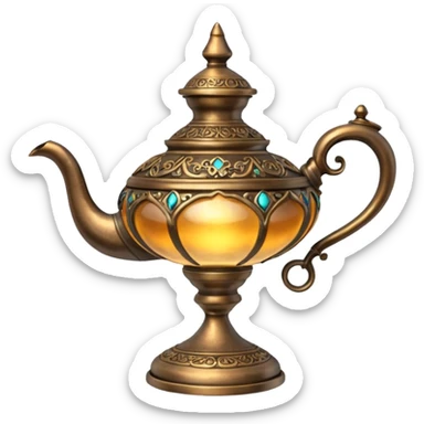 A hyperrealistic Antique bronze Magic lamp sticker