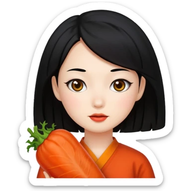 Wearing kimchi girl with black hair sticker