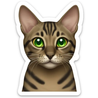Sepia charcoal Bengal cat with Green eyes standing sticker