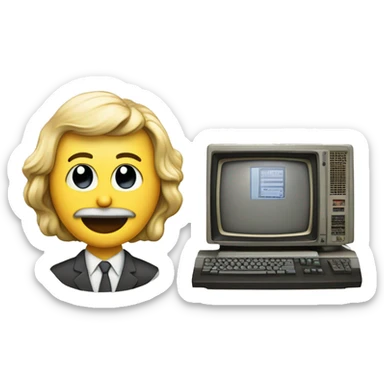 a computer of he 70s desiged to resmble a nice face sticker