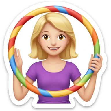 girl with  holding 2 hula hoops sticker