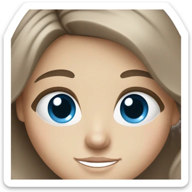 White girl with long brown hair and blue eyes sticker