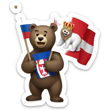 Bear holding serbian flag  sticker
