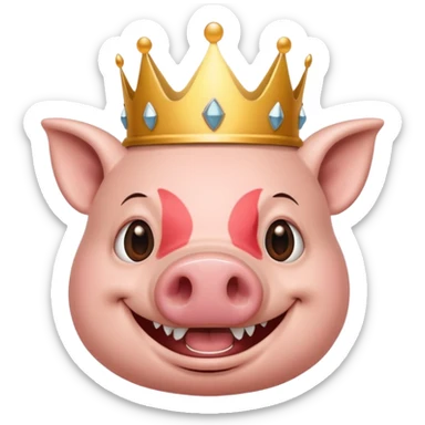 PIG SMILE LIKE CHARK FACE WITH CROWN  sticker