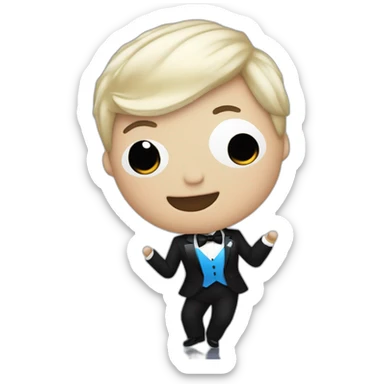 PSY dancing Gangnam Style in a blue and black tuxedo sticker