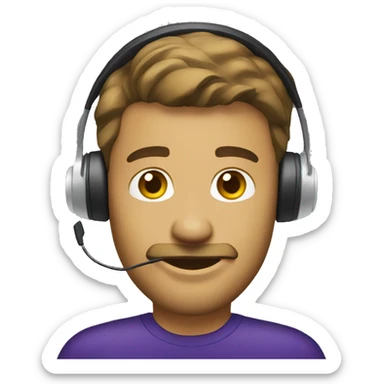 customer service white male with headset wearing lsu shirt sticker