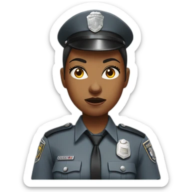 angry black police woman in light gray uniform sticker