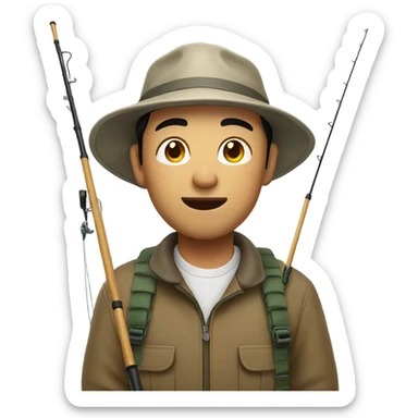 Asian man fishing sticker
