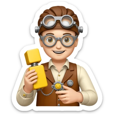 Steampunk Inventor yellow lego toy sticker