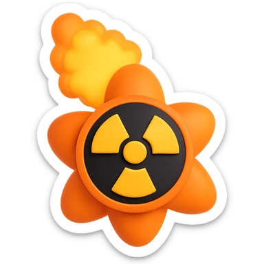 Add a radioactive symbol to the nuke symbol in 3D emoji style, with no background. sticker