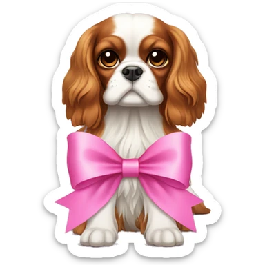 King Charles spaniel with a pink bow  sticker