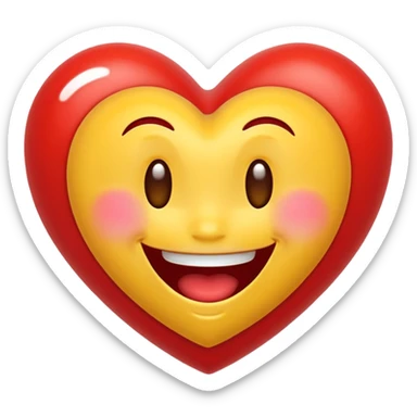 Red heart around laughing emoji sticker