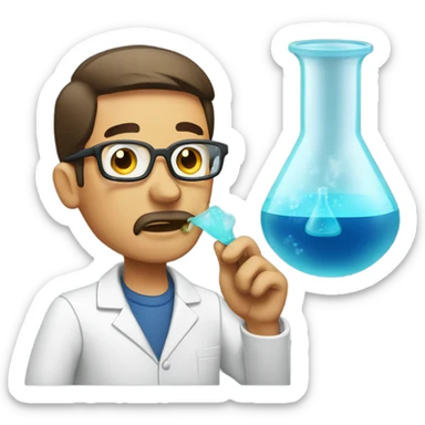 man inhaling and lighting a science beaker  sticker