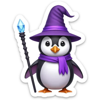 Purple wizard penguin sticker
