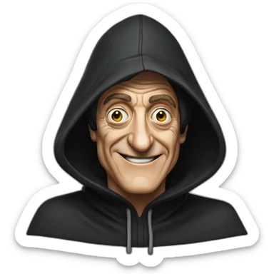 marty feldman with black hood smiling sticker