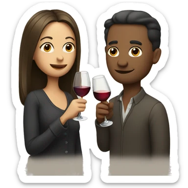 man and woman drinking wine sticker