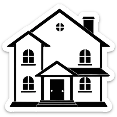 house outline LINE drawing silhouette  sticker