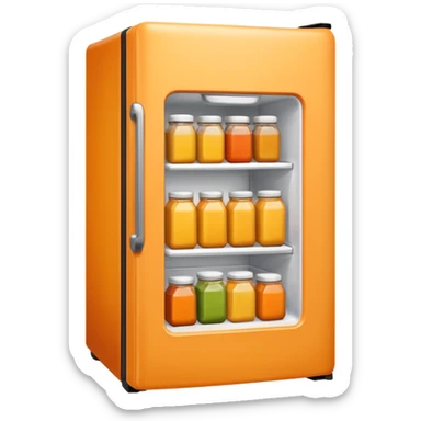 Hi refrigerator ! 
light orange color 
emoji size: 512*512 
inside: full of ingridents sticker