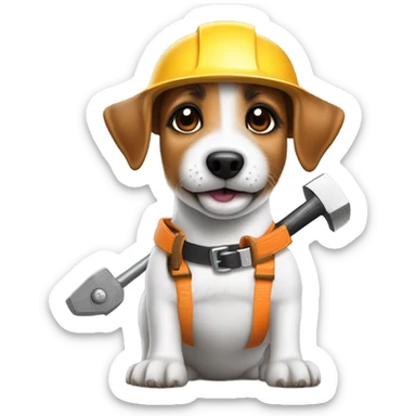 Jack Russel Terrier working as a  builder sticker