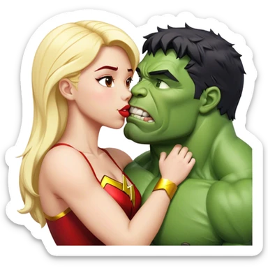 The Flash in Kiss She Flash Girl Romantic Hulk Mix "3d Emoji Old" sticker