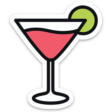 cosmopolitan cocktail in a martini glass, vibrant color sticker