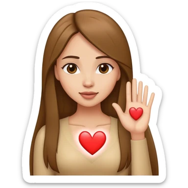 victoria’s secret model with long brunette straight hair sending heart sticker