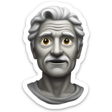 Old grey statue with man face  sticker