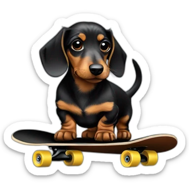 Wire haired Dachshund on a black skateboard sticker