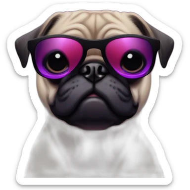 dog pug-in-gradient-red-purple-suit-with-and-black-sunglasses sticker