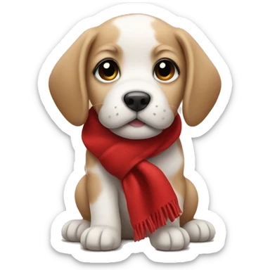 A puppy with a red scarf sticker