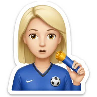female soccer coach with a whistle sticker