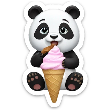 Panda eating ice cream sticker