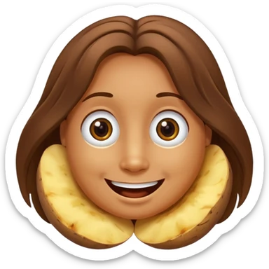 Potato with long hair and eyes sticker