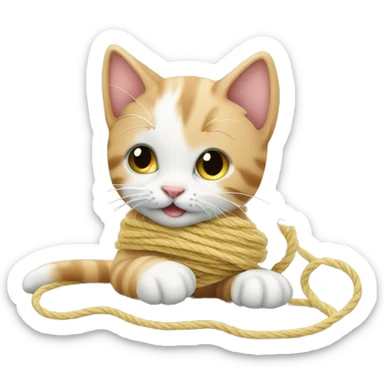 Kitten playing with yarn sticker